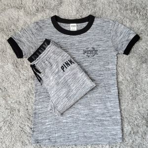 PINK Gray & Black Shirt Set - XS